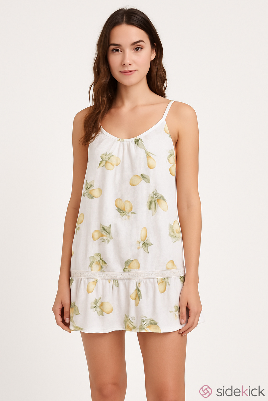 Laura Ashley White Lemon Print Mini Sundress